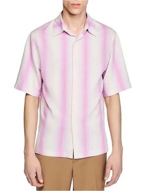 SANDRO | Men's Short Sleeve Pink Stripe Shirt